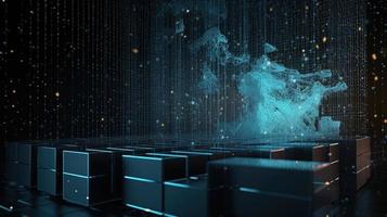 3D rendering of abstract technology concept. Digital data transfer and communication photo