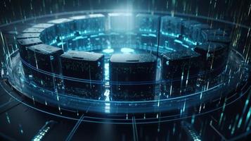 3D rendering of abstract technology concept. Digital data transfer and communication photo