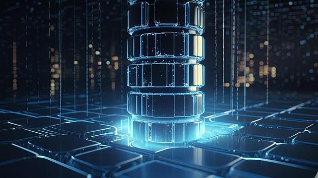 3D rendering of abstract technology concept. Digital data transfer and communication photo