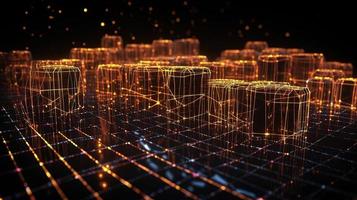 3D rendering of abstract technology concept. Digital data transfer and communication photo