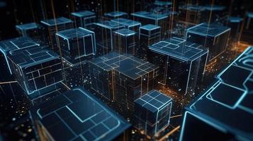 3D rendering of abstract technology concept. Digital data transfer and communication photo