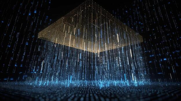 3D rendering of abstract technology concept. Digital data transfer and communication photo