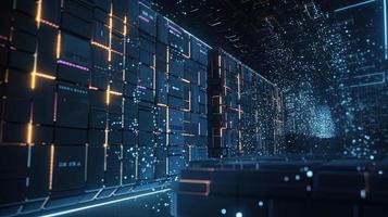 3D rendering of abstract technology concept. Digital data transfer and communication photo