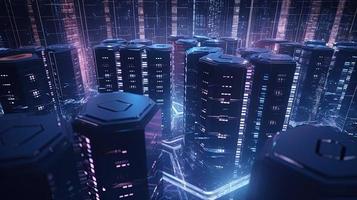 3D rendering of abstract technology concept. Digital data transfer and communication photo