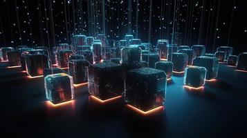 3D rendering of abstract technology concept. Digital data transfer and communication photo