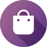 compras bolso icono en plano diseño estilo. tienda bolso firmar para web o comercio aplicaciones interfaz. png