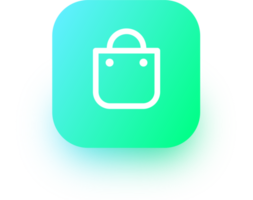 Shoping bag icon in square gradient colors. Shop bag sign for web or commerce apps interface. png