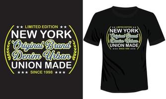 New York Original Brand Denim Union Made T-shirt Design vector