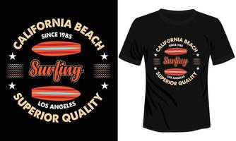 California Beach Surfing Superior Quality T-shirt Design vector