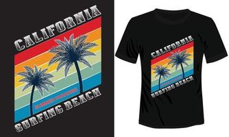 California Surfing Beach T-shirt Design Vector Illustration