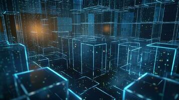 3D rendering of abstract technology concept. Digital data transfer and communication photo