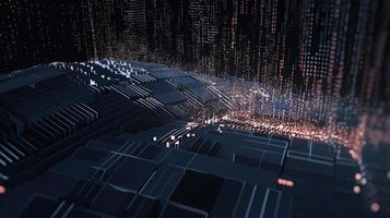 3D rendering of abstract technology concept. Digital data transfer and communication photo