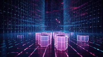 3D rendering of abstract technology concept. Digital data transfer and communication photo