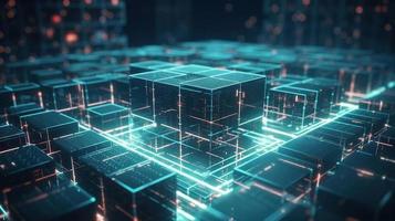 3D rendering of abstract technology concept. Digital data transfer and communication photo