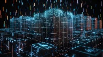 3D rendering of abstract technology concept. Digital data transfer and communication photo