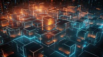3D rendering of abstract technology concept. Digital data transfer and communication photo