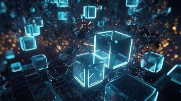 3D rendering of abstract technology concept. Digital data transfer and communication photo