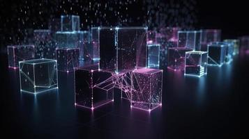 3D rendering of abstract technology concept. Digital data transfer and communication photo
