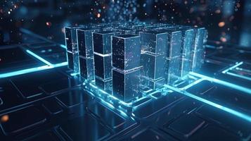 3D rendering of abstract technology concept. Digital data transfer and communication photo