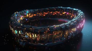 3D rendering of abstract technology concept. Digital data transfer and communication photo