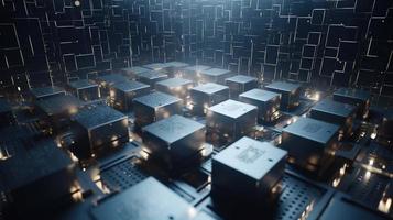 3D rendering of abstract technology concept. Digital data transfer and communication photo