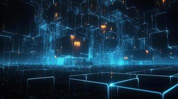 3D rendering of abstract technology concept. Digital data transfer and communication photo