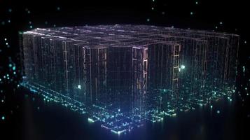 3D rendering of abstract technology concept. Digital data transfer and communication photo