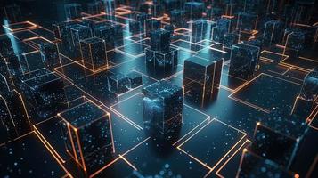 3D rendering of abstract technology concept. Digital data transfer and communication photo