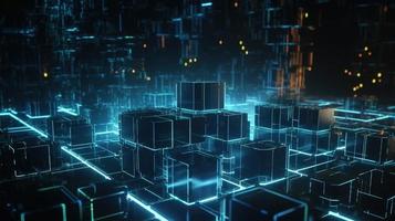 3D rendering of abstract technology concept. Digital data transfer and communication photo