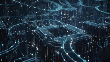 3D rendering of abstract technology concept. Digital data transfer and communication photo