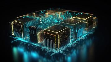 3D rendering of abstract technology concept. Digital data transfer and communication photo