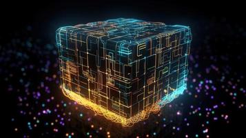 3D rendering of abstract technology concept. Digital data transfer and communication photo