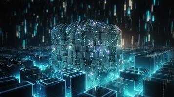 3D rendering of abstract technology concept. Digital data transfer and communication photo