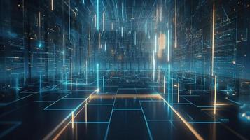 3D rendering of abstract technology concept. Digital data transfer and communication photo