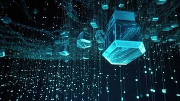 3D rendering of abstract technology concept. Digital data transfer and communication photo