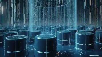 3D rendering of abstract technology concept. Digital data transfer and communication photo