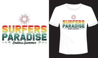 Surfers Paradise Endless Summer Typography T-shirt Design Vector Illustration