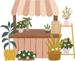 Aesthetic Beige Flower Shop Decoration Illustration vector