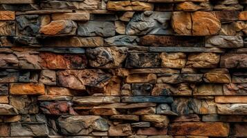 Stoneware cladding wall with stone effect. Veneer, background and texture. Generative Ai. photo