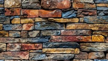 Stoneware cladding wall with stone effect. Veneer, background and texture. Generative Ai. photo