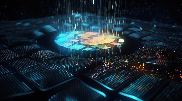 3d rendering of data storage concept. Computer generated abstract background,Digital data storage concept photo