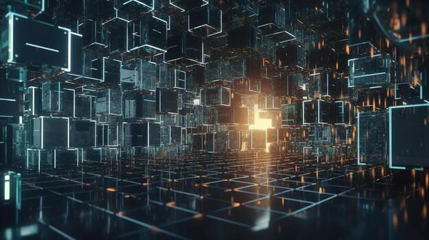 3d rendering of data storage concept. Computer generated abstract background,Digital data storage concept photo