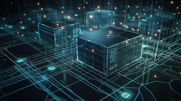 3d rendering of data storage concept. Computer generated abstract background,Digital data storage concept photo