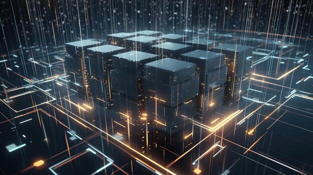 3d rendering of data storage concept. Computer generated abstract background,Digital data storage concept photo