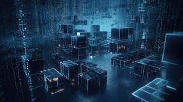 3d rendering of data storage concept. Computer generated abstract background,Digital data storage concept photo