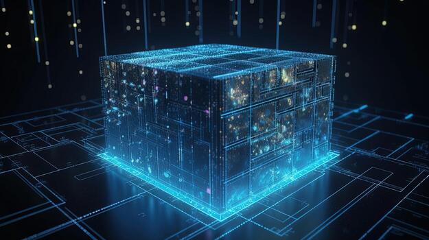 3d rendering of data storage concept. Computer generated abstract background,Digital data storage concept photo