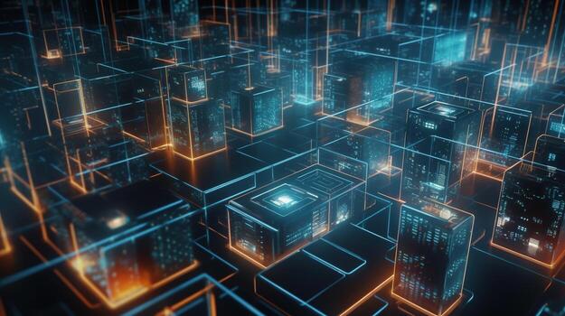 3d rendering of data storage concept. Computer generated abstract background,Digital data storage concept photo