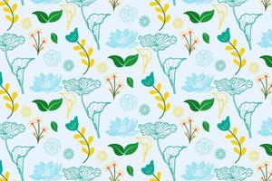 Foliage Cute feminine Abstract Flowers Seamless Patterns Backgrounds vector