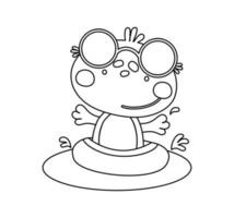 Frog Character Black and White Vector Illustration Coloring Book for Kids