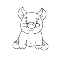 Pig Character Black and White Vector Illustration Coloring Book for Kids